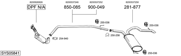 Egzoz sistemi SYS05841 uygun fiyat ile hemen sipariş verin!