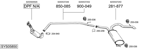 Egzoz sistemi SYS05850 uygun fiyat ile hemen sipariş verin!