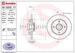 Fren diski 08.D205.17 CITROËN C3 III Van (SX_, SY_) PureTech 110